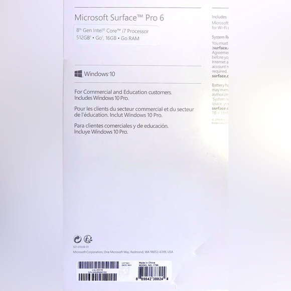 Microsoft Surface Pro 6, i7 Proces) 16GB RAM, 512 GB) Black,Backlit Keyboard - Picture 13 of 14